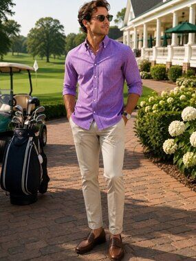 UNTUCKit Albarei Pink Blue Gingham Slim Fit Button Down Shirt Medium